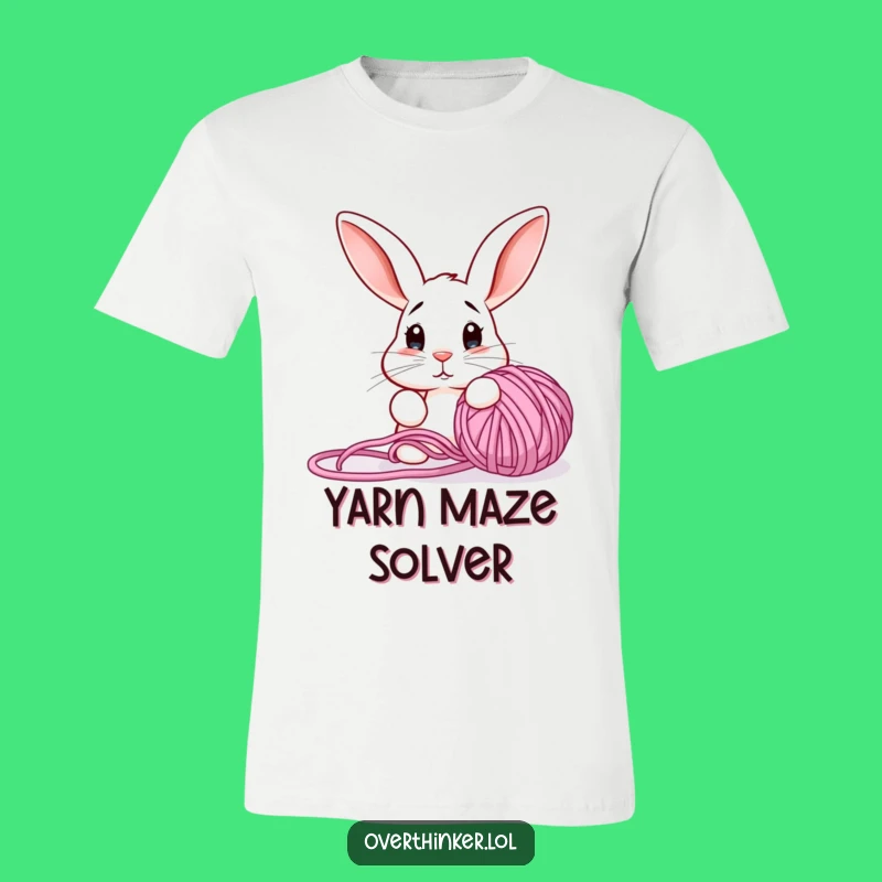 Funny Tangled Yarn T-Shirt: Confused Rabbit, Big Laughs!