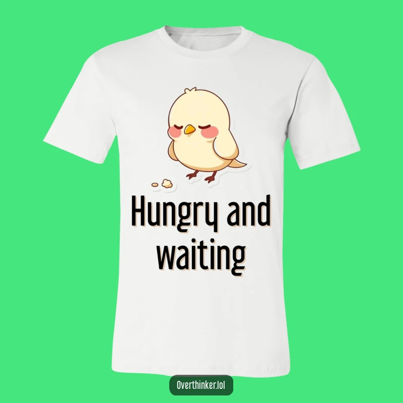 Funny Nervous Bird Tee: Character Pecks at Crumb
