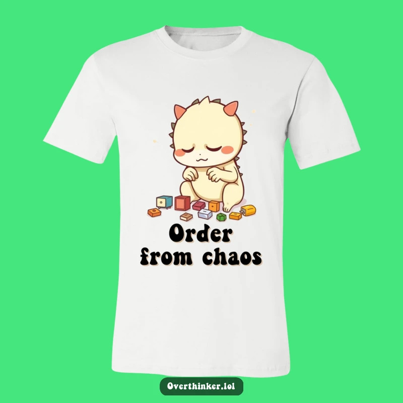 Funny T-Shirt: Nervous Creature's Object Arrangement, Quirky Stress Relief Tee, Unique Funny Gift!