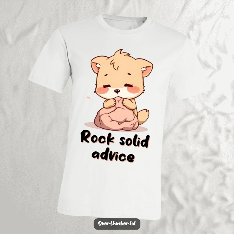 Funny T-Shirt: A charming animal character discreetly whispers secrets to a small, unmoving rock, a scene of pure comedic absurdity.