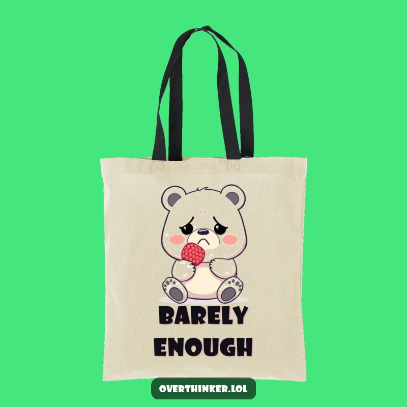 Funny Grumpy Bear Berry Tote Bag - Carry Your Minimalist Woes for a Funny Gift