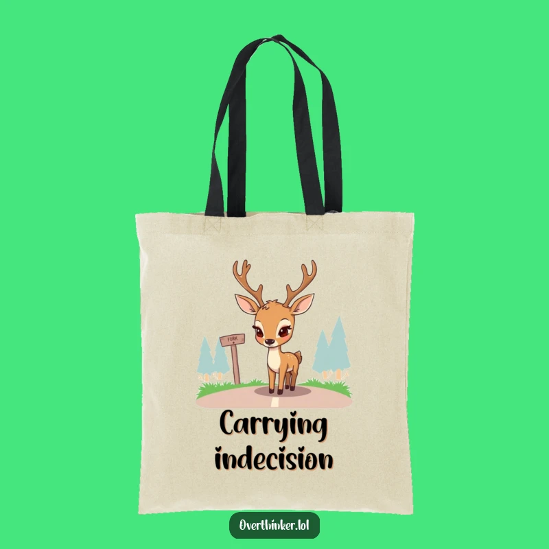 Funny Deer Crossroads Tote Bag: Pondering Doe's Journey, Practical Gift