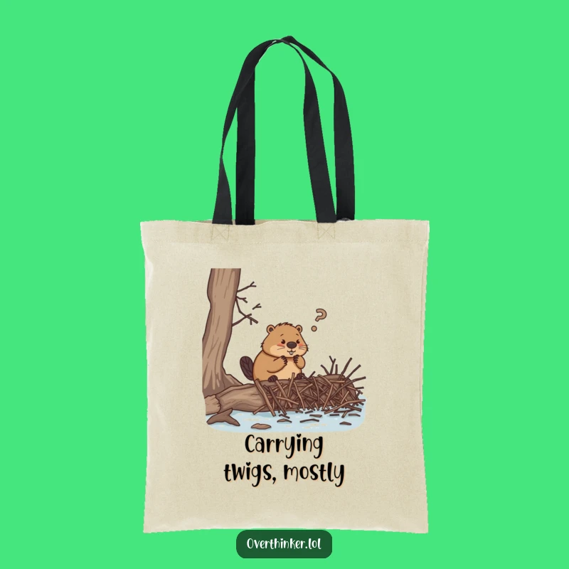 Funny Beaver Task Tote Bag, Hilarious Carryall for Overwhelmed Multitaskers