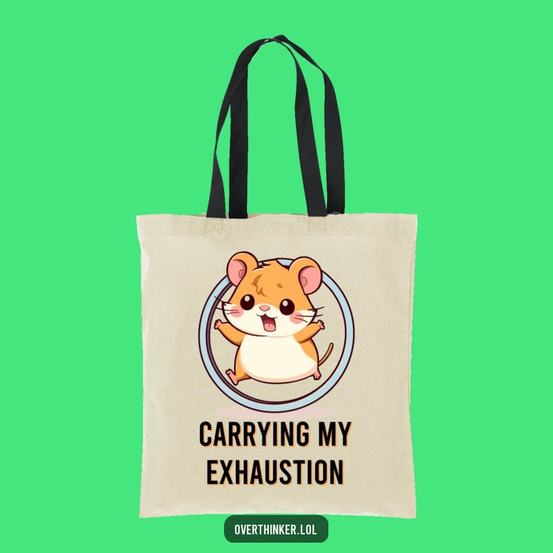 Funny Kawaii Hamster Wheel Tote Bag - Carry Your Errands and Exhaustion
