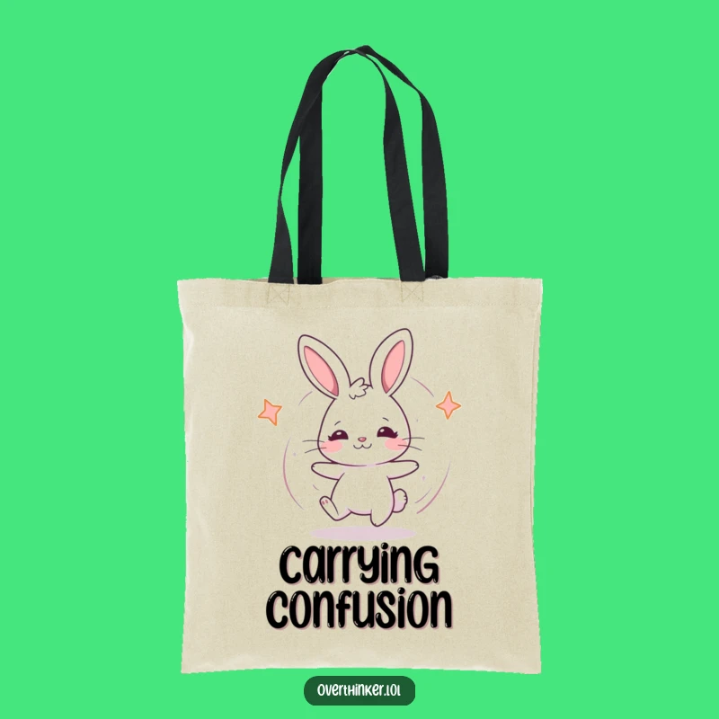 Funny Kawaii Rabbit Dizzy Tote Bag - Carry Your Confusion with Style