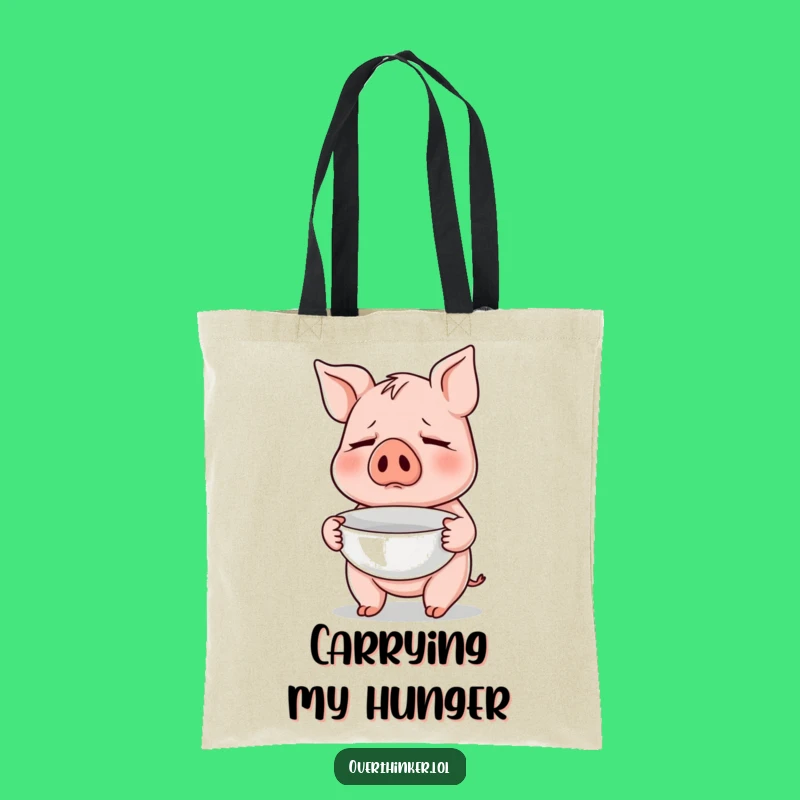 Funny Pig Tote Bag: Empty Bowl Worries, Carry Your Snacks