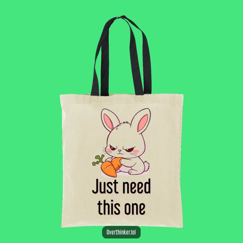 Funny Rabbit Carrot Stare Tote Bag - Humorous Rabbit Gift for Focused Shoppers