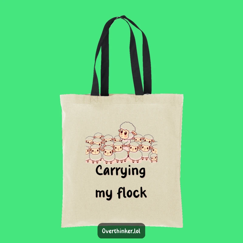 Funny Sheep Tote Bag: Character's Counting Chaos Carryall