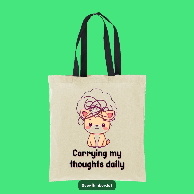 Funny Tangled Thoughts Kawaii Tote Bag: Cute Animal Carry-All, Great Funny Gift